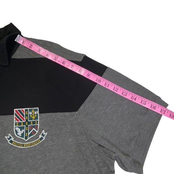 Nautica Sportswear Sailing Rugby Stripe Polo Shirt Mens Black Gray XL Y2K Retro - Picture 8 of 9